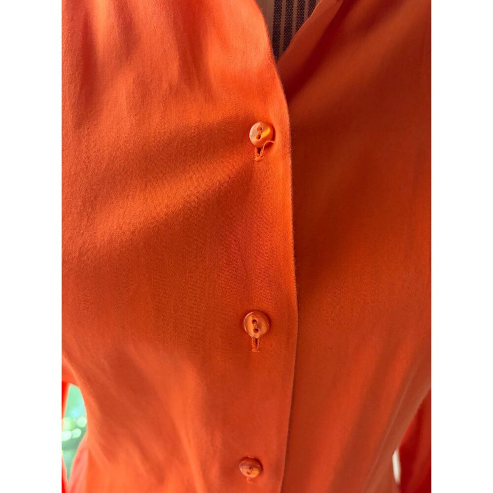 Vintage Nara Mamicie Cotton made in Italy Orange Holiday Fall Long Blouse Dress - Picture 10 of 13